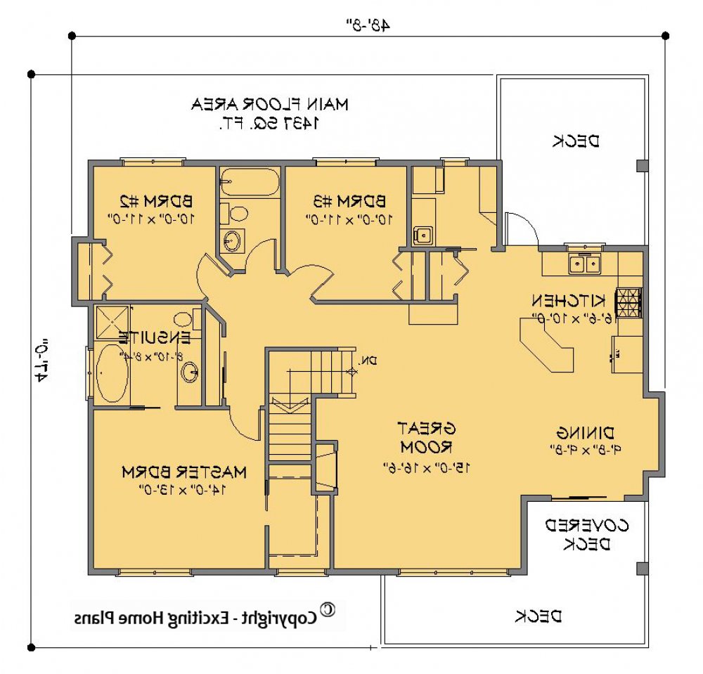 House Plan E1399-10 Main Floor Plan REVERSE