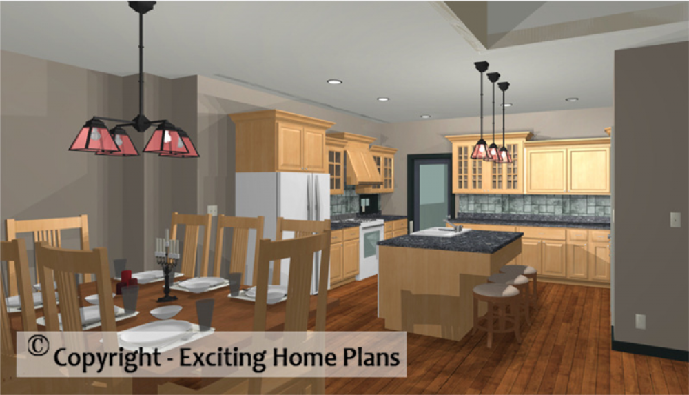 House Plan E1007-10 Interior Kitchen 3D Area