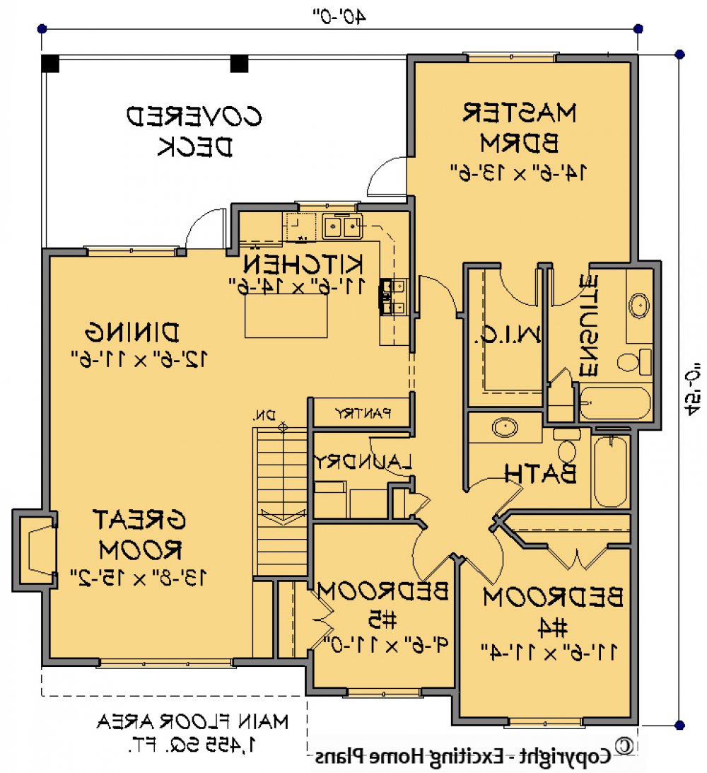 House Plan E1537-10 Main Floor Plan REVERSE