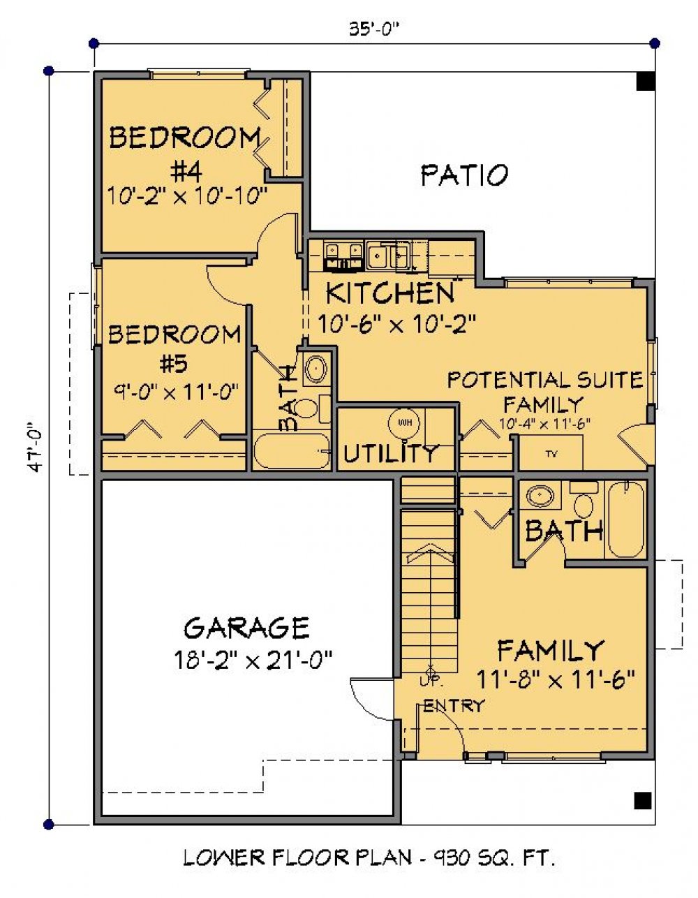 House Plan E1687-10  Lower Floor Plan