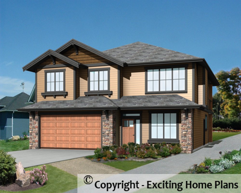 House Plan E1536-10 Front 3D View