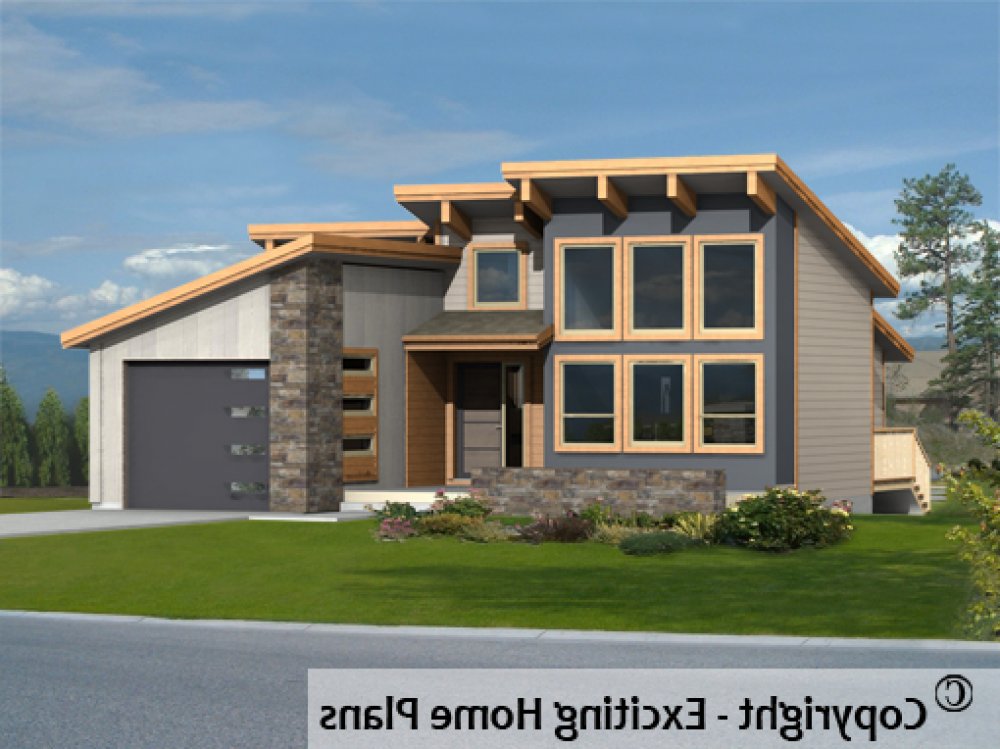 House Plan E1721-10 Front 3D View REVERSE