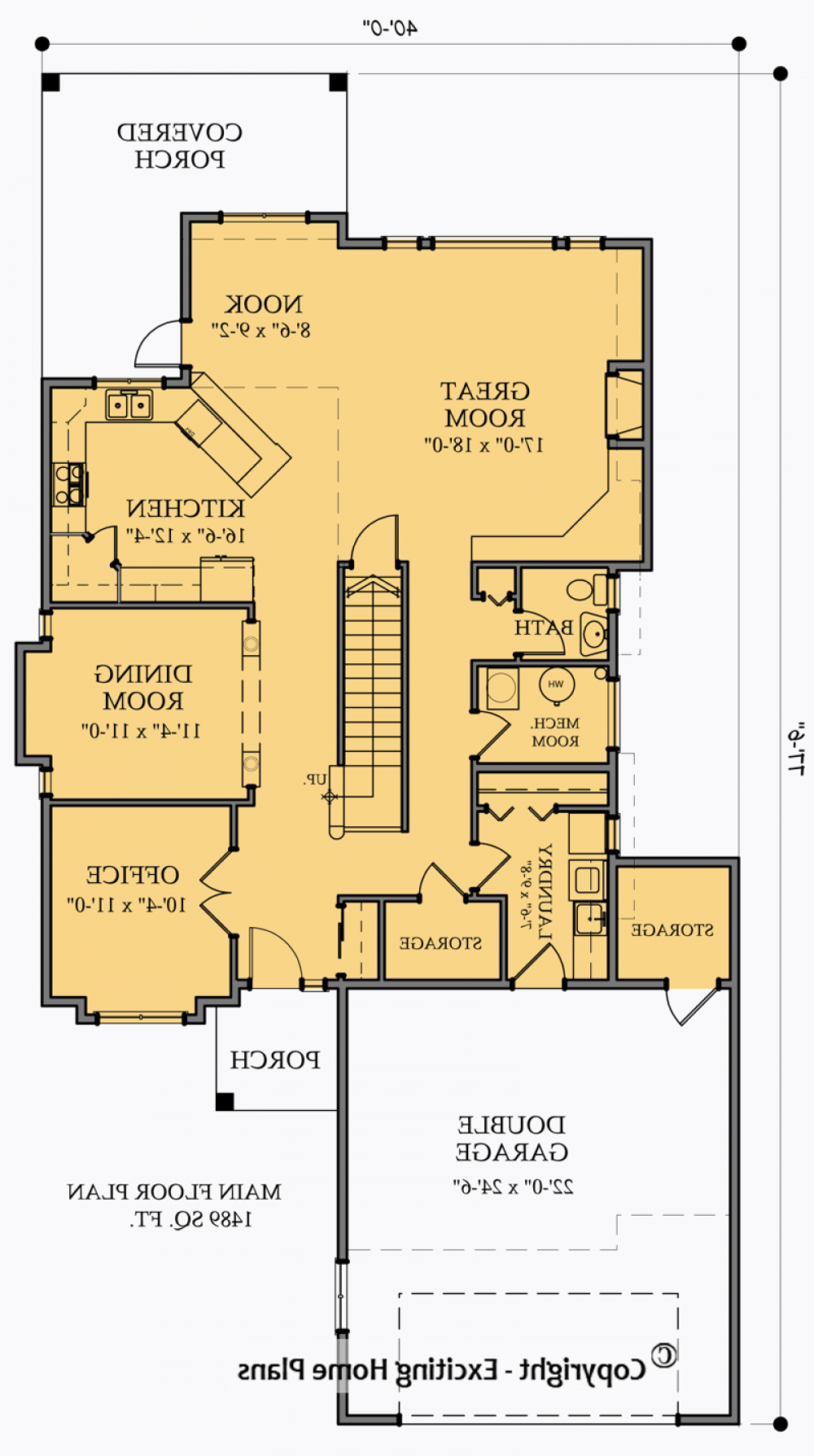 House Plan E1007-10 Main Floor Plan REVERSE