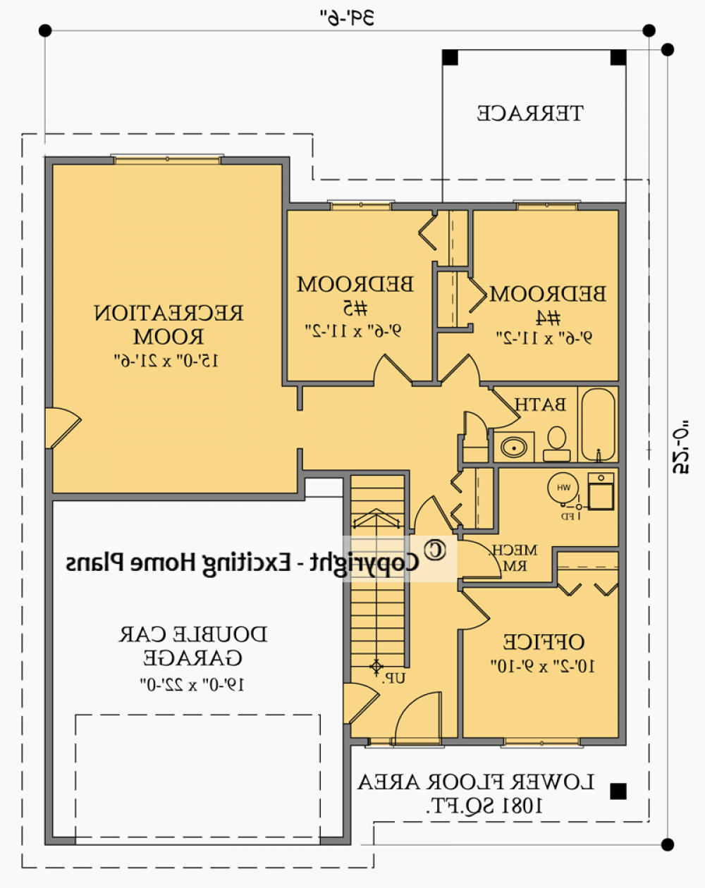 House Plan E1023-10 Lower Floor Plan REVERSE