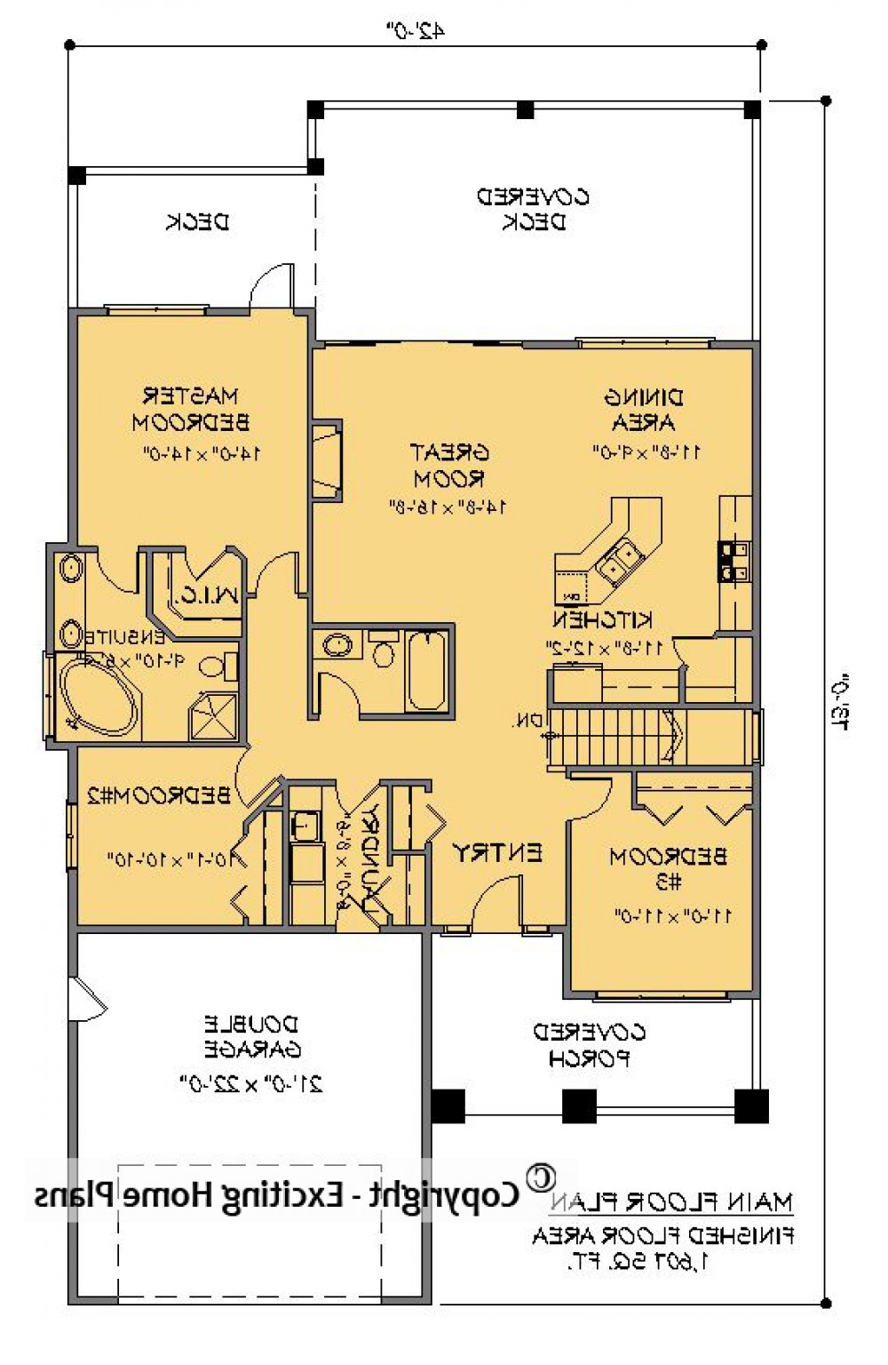 House Plan E1572-10 Main Floor Plan REVERSE