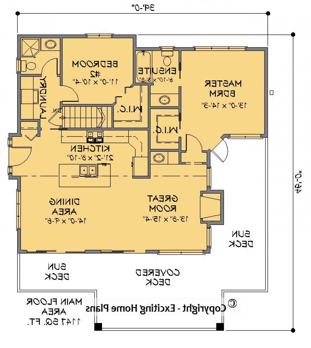 House Plan E1356-10 Main Floor Plan REVERSE