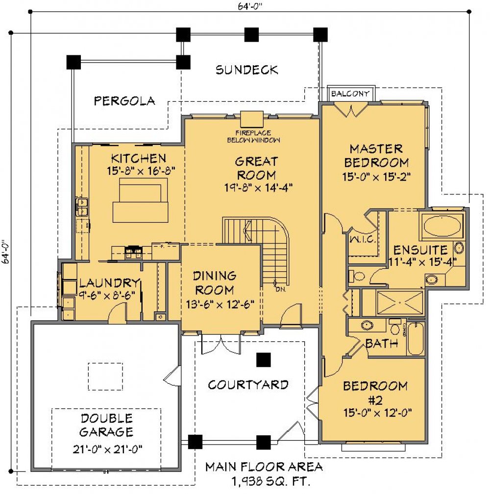 House Plan E1408-10 Main Floor Plan