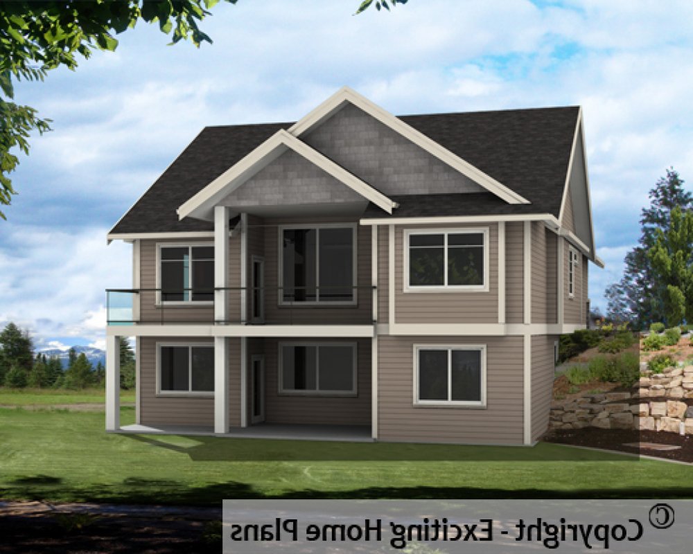 House Plan E1603-10 Rear 3D View REVERSE