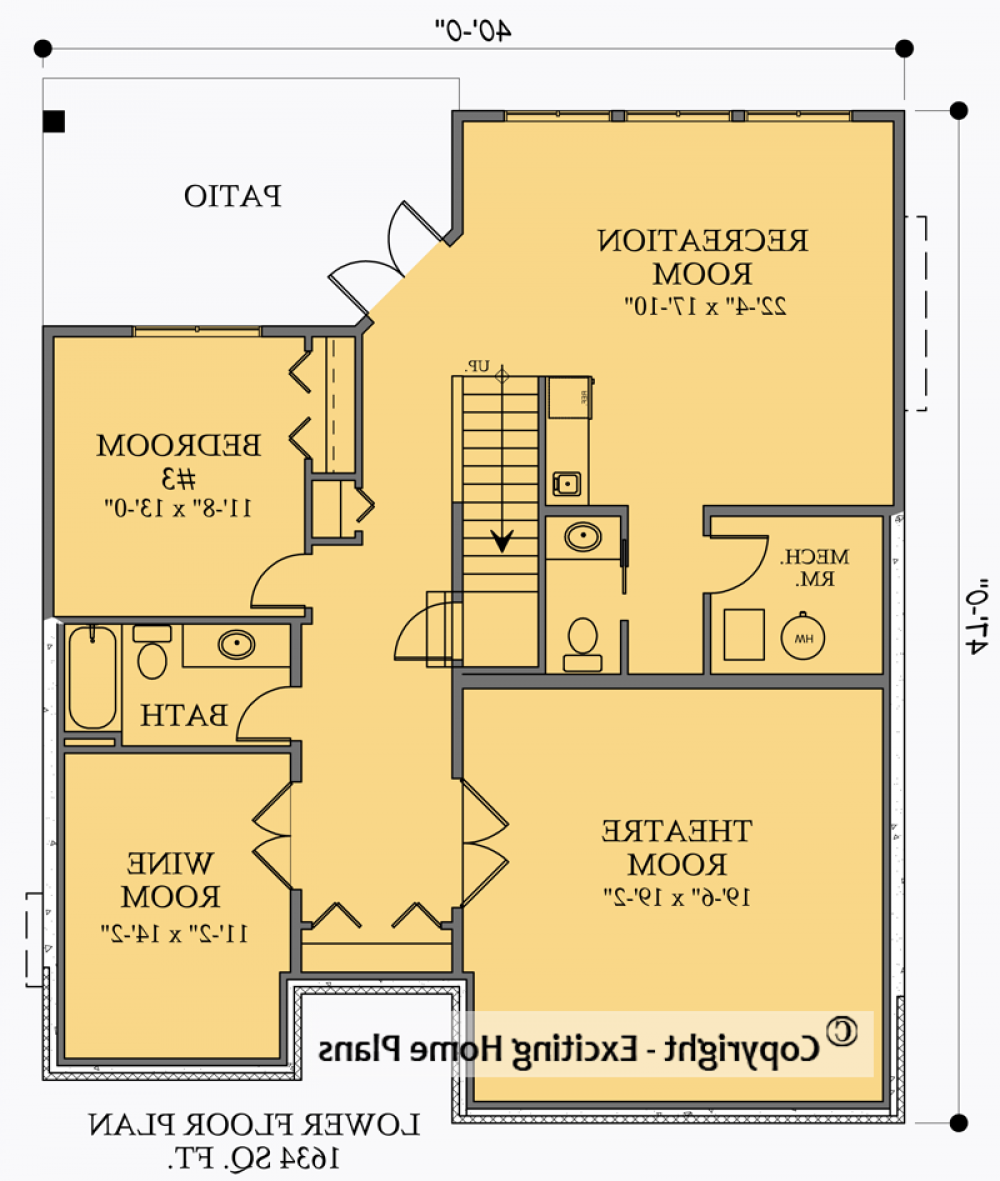 House Plan E1017-10  Lower Floor Plan REVERSE