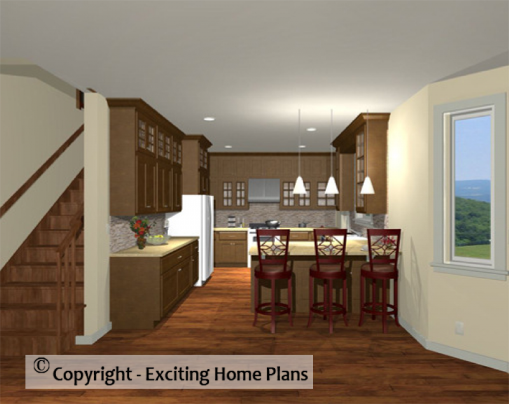 House Plan E1032-10 Interior Kitchen 3D Area