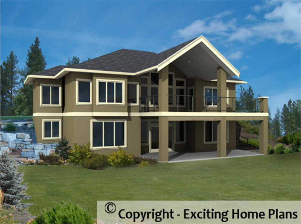 House Plan E1056-10 Rear 3D View