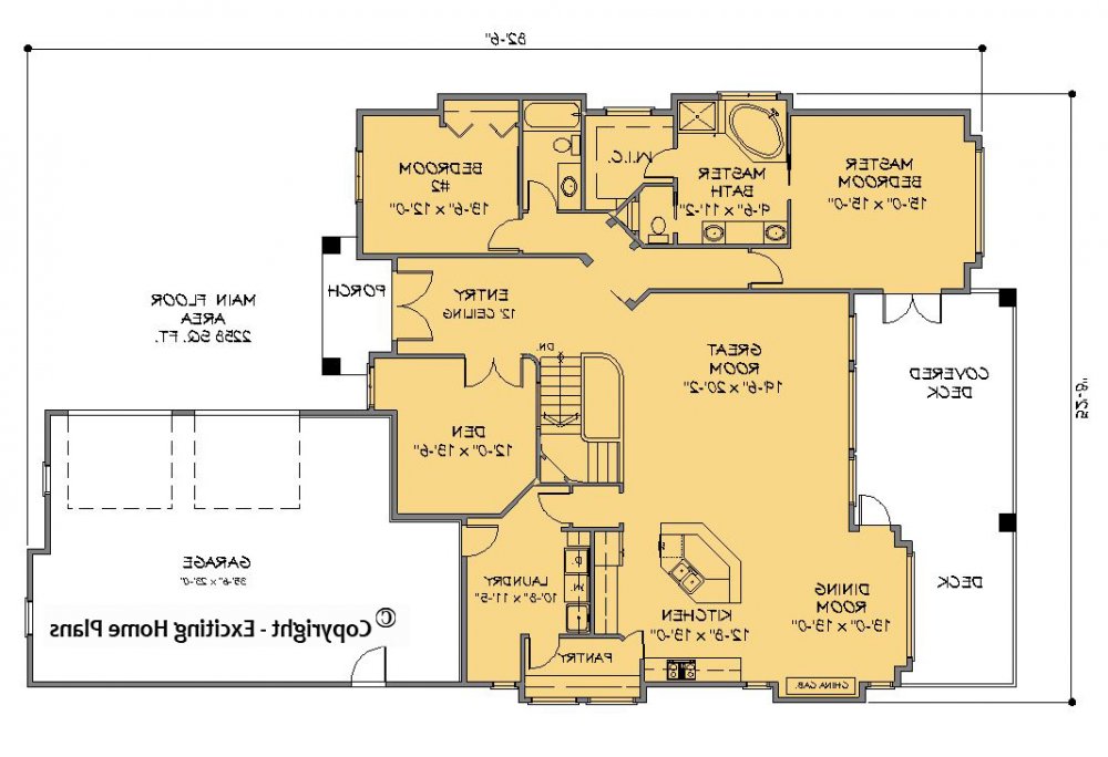 House Plan E1259-10 Main Floor Plan REVERSE