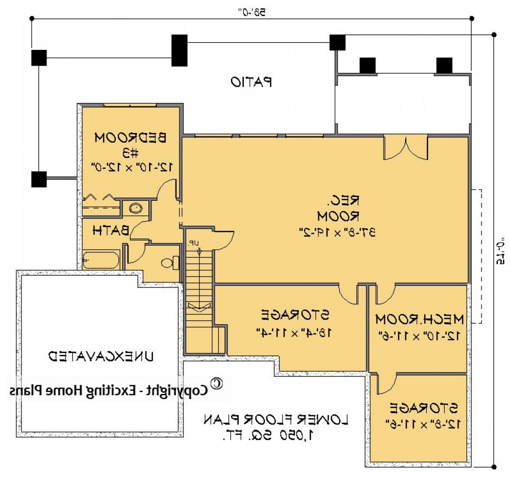 House Plan E1419-10 Lower Floor Plan REVERSE