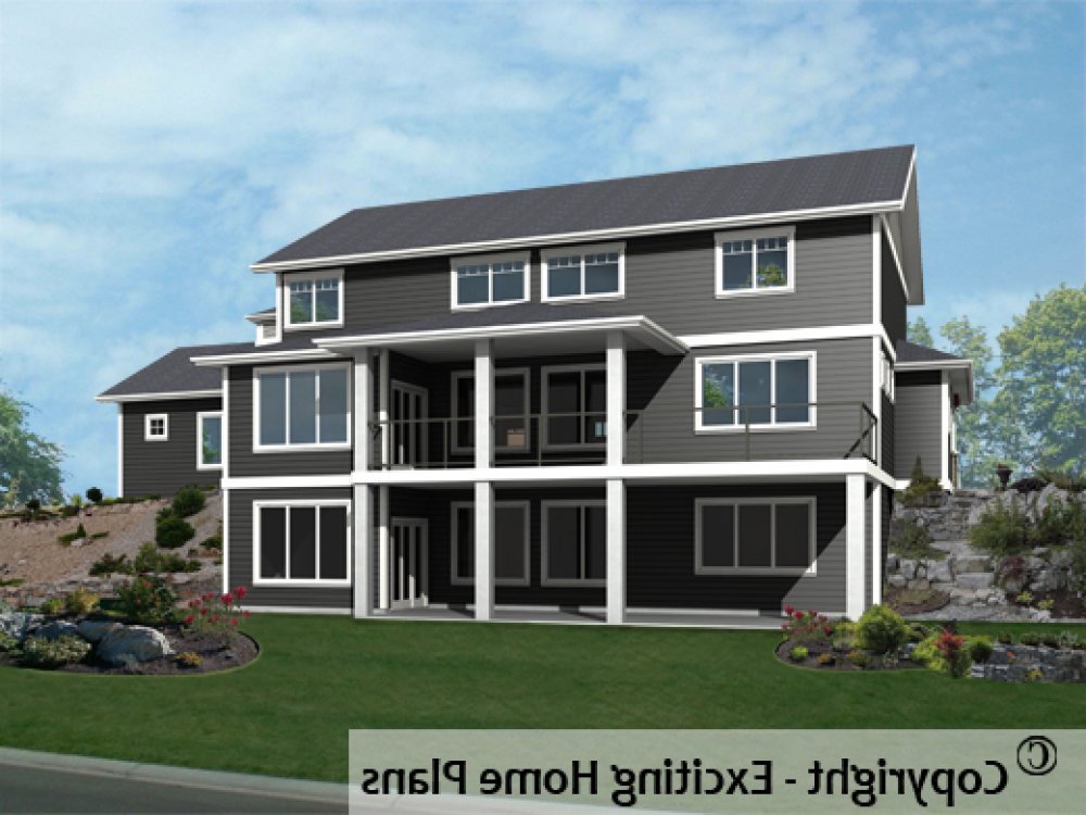 House Plan E1468-10 Rear 3D View REVERSE