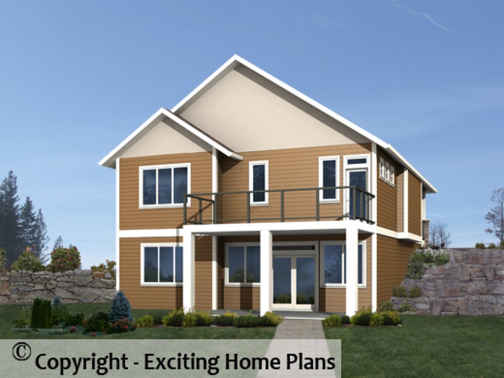 House Plan E1580-10 Rear 3D View
