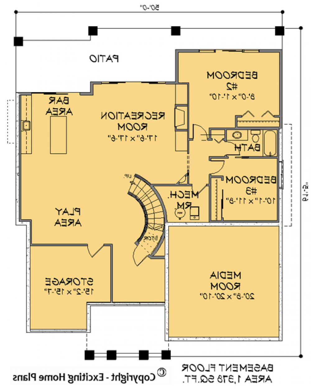 House Plan E1150-10 Lower Floor Plan REVERSE