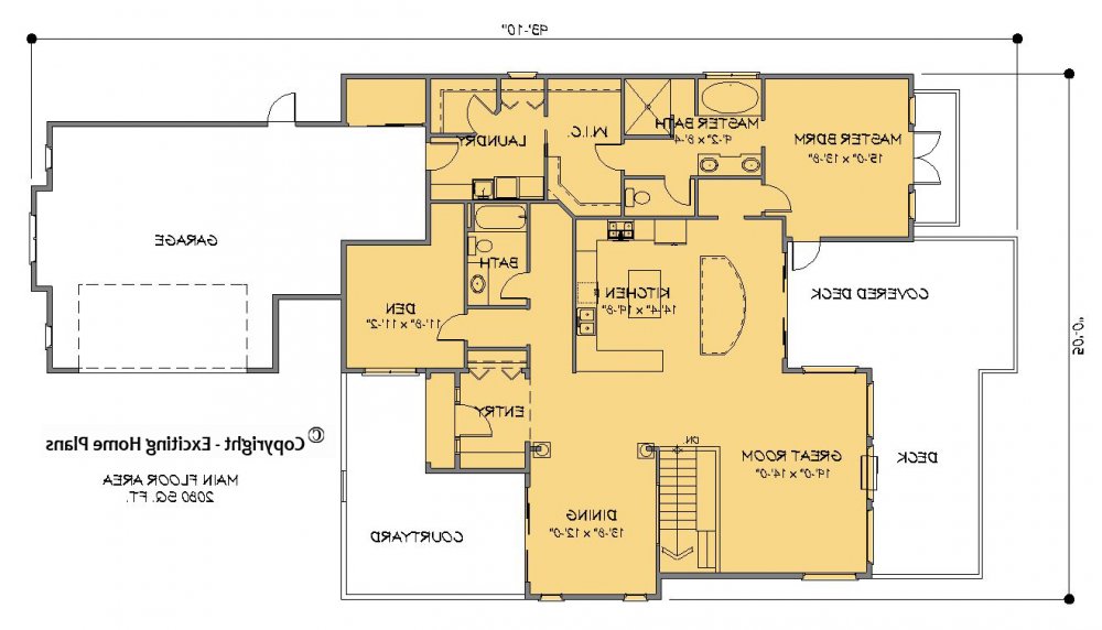 House Plan E1401-10  Main Floor Plan REVERSE