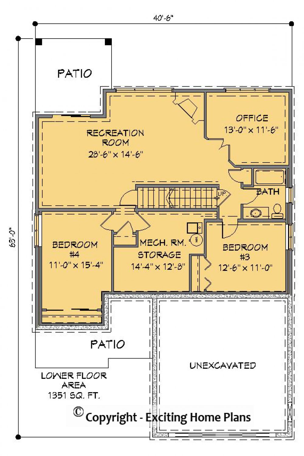 House Plan E1575-10  Lower Floor Plan