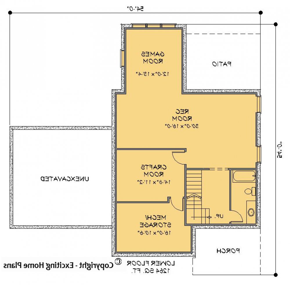 House Plan E1631-10 Lower Floor Plan REVERSE