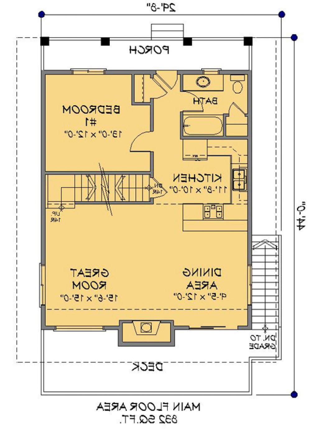 House Plan E1114-11 Main Floor Plan REVERSE