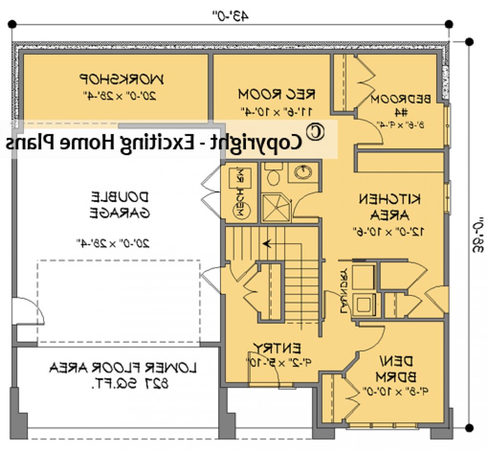 House Plan E1707-10 Main Floor Plan REVERSE