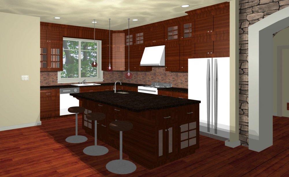 House Plan E1166-10 Interior Kitchen 3D Area
