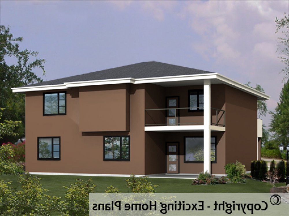 House Plan E1732-10 Rear 3D View REVERSE