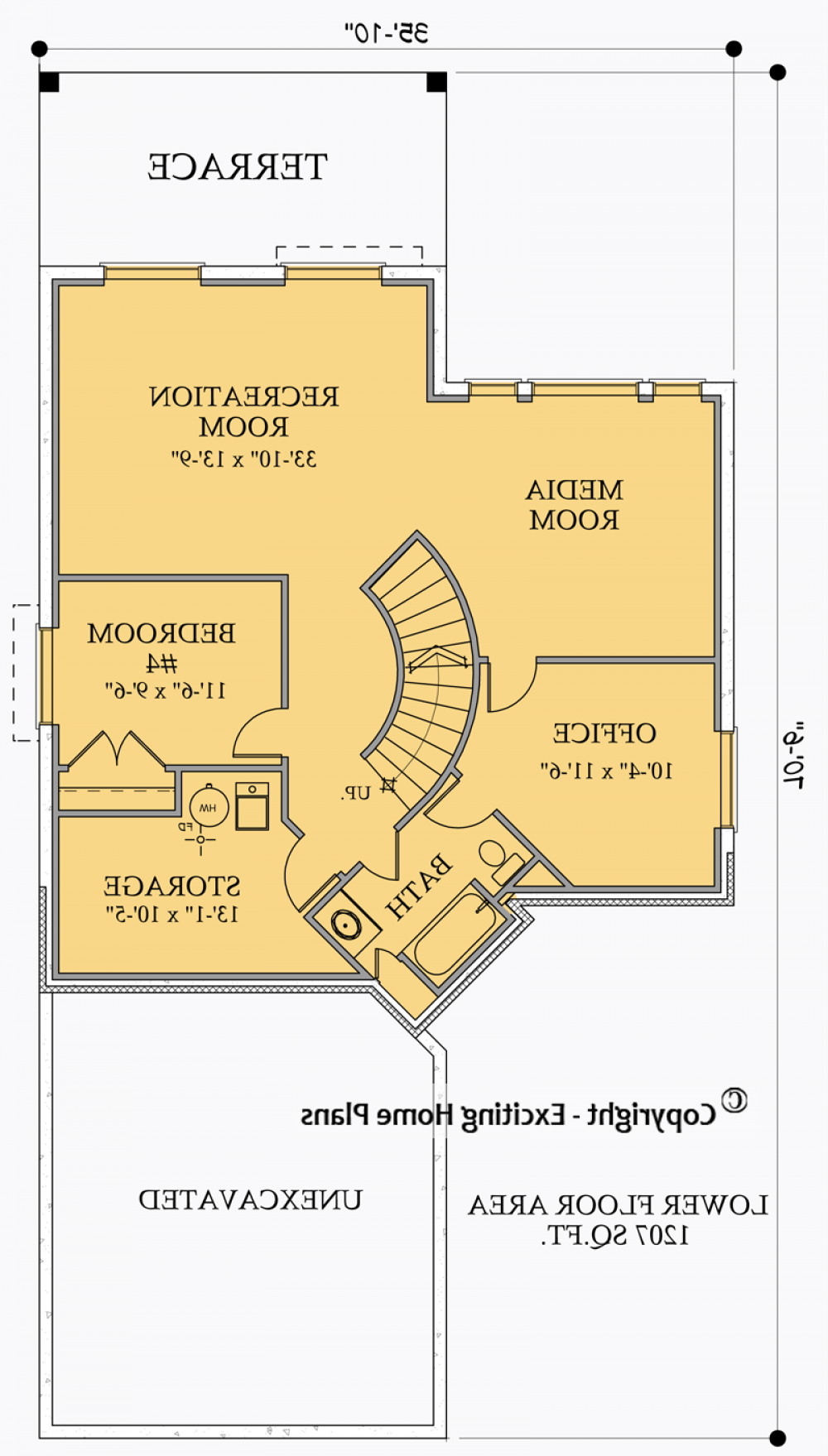House Plan E1027-10 Lower Floor Plan REVERSE