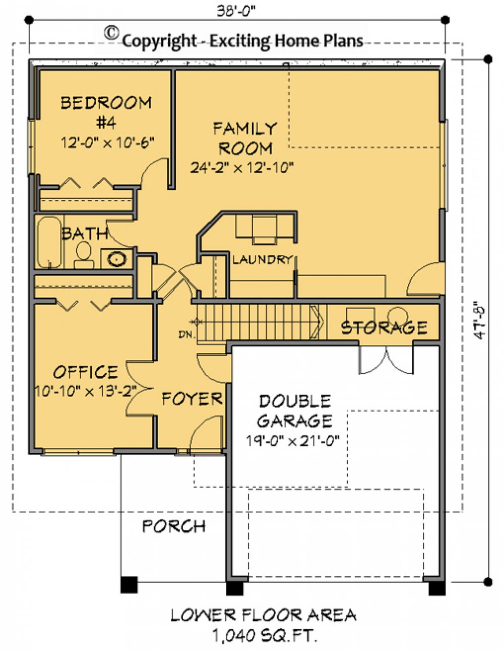 House Plan E1152-10 Lower Floor Plan