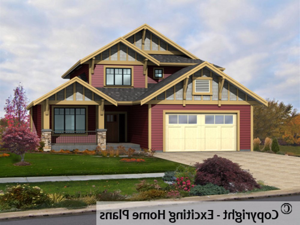 House Plan E1451-10 Exterior 3D View REVERSE