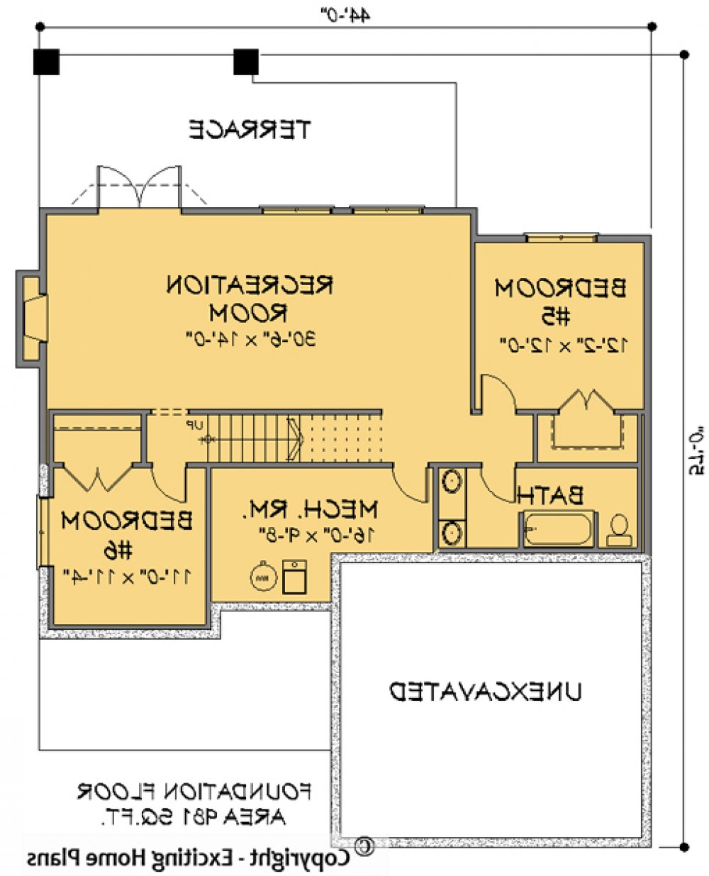 House Plan E1147-10 Lower Floor Plan REVERSE