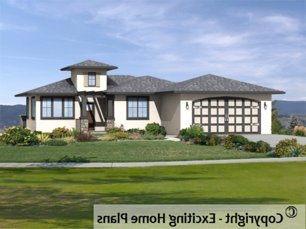 House Plan E1435-10 Front 3D View REVERSE