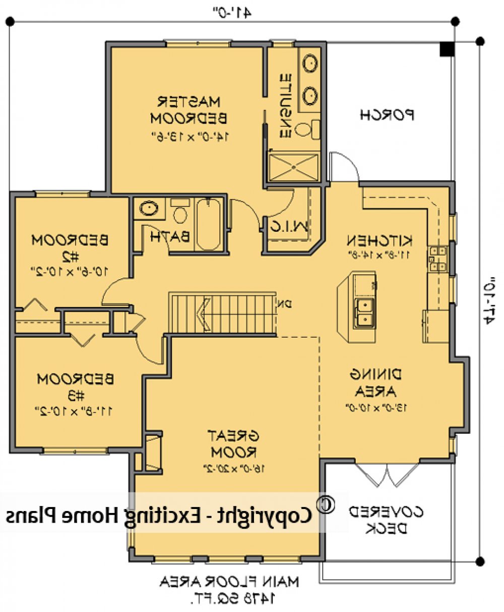 House Plan E1681-50M  Main Floor Plan REVERSE