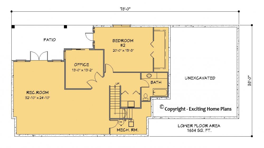 House Plan E1256-10 Lower Floor Plan