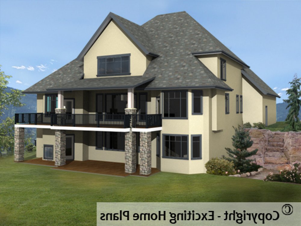 House Plan E1144-10 Rear 3D View REVERSE