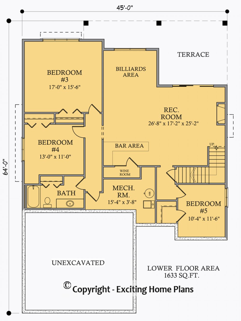 House Plan E1002-10M Lower Floor Plan