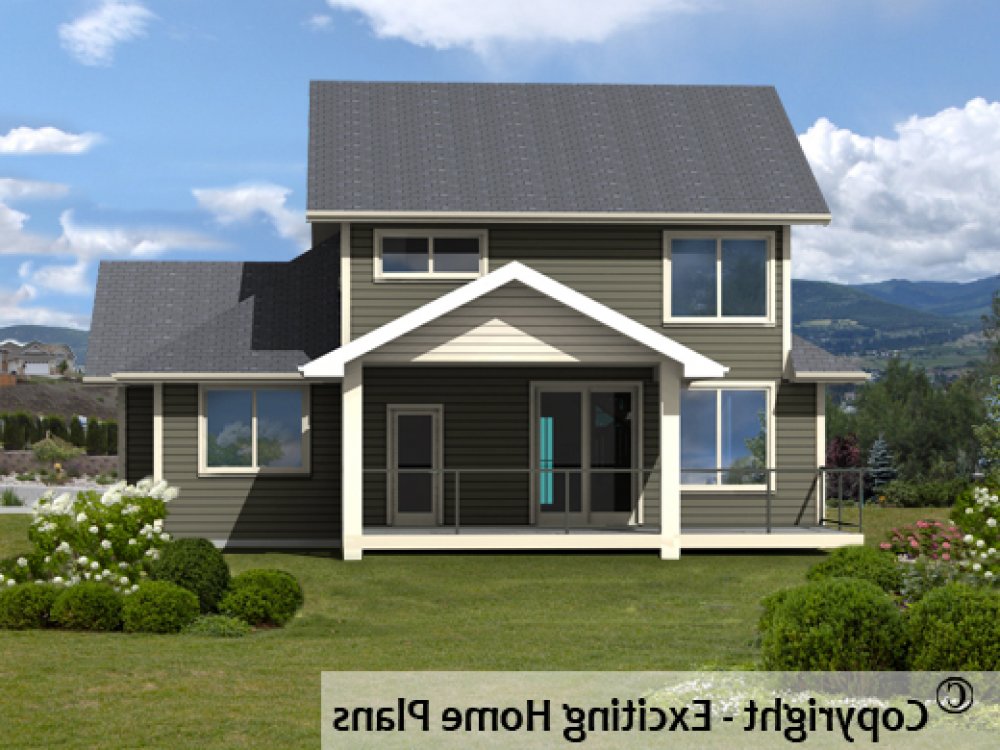House Plan E1299-10 Rear 3D View REVERSE