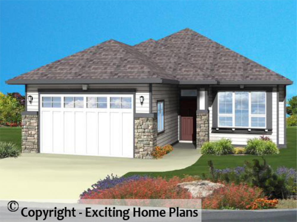 House Plan E1052-10 Exterior 3D View