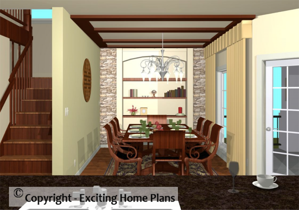 House Plan E1026-10  Interior Dining 3D Area