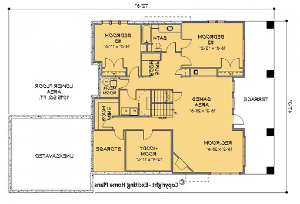 House Plan E1099-10 Lower Floor Plan REVERSE