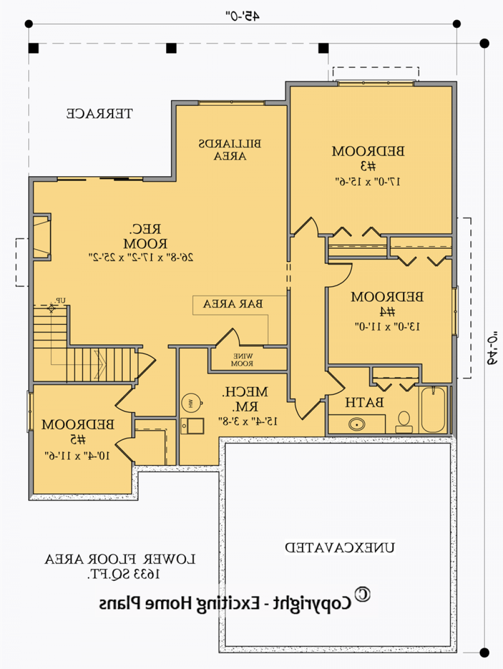 House Plan E1002-10M  Lower Floor Plan REVERSE