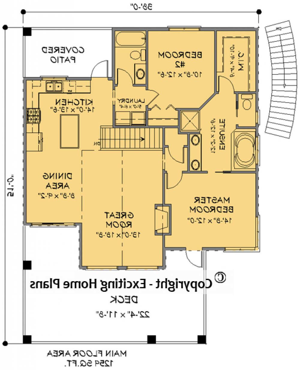 House Plan E1236-10M Main Floor Plan REVERSE