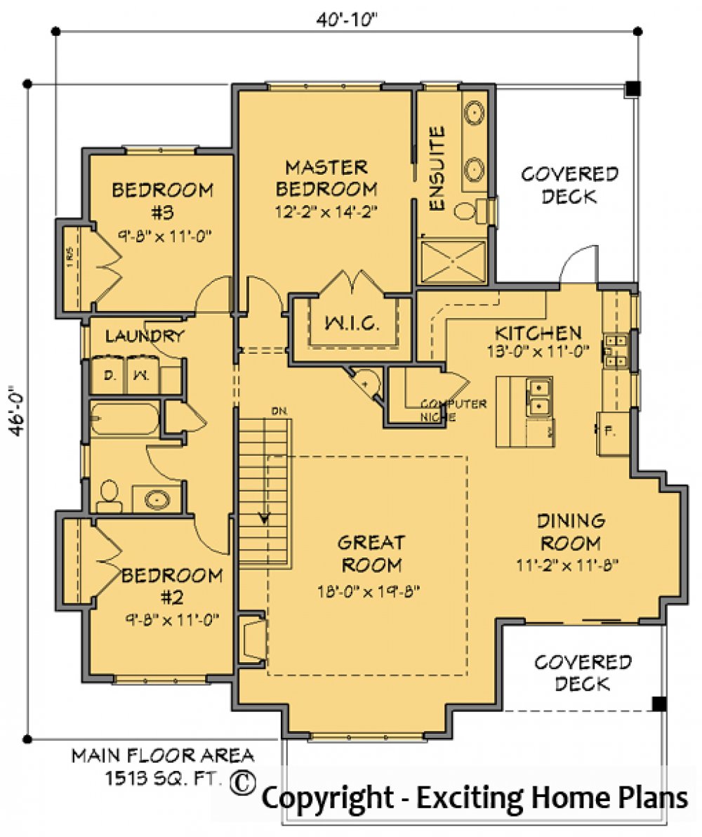 House Plan E1686-10 Main Floor Plan