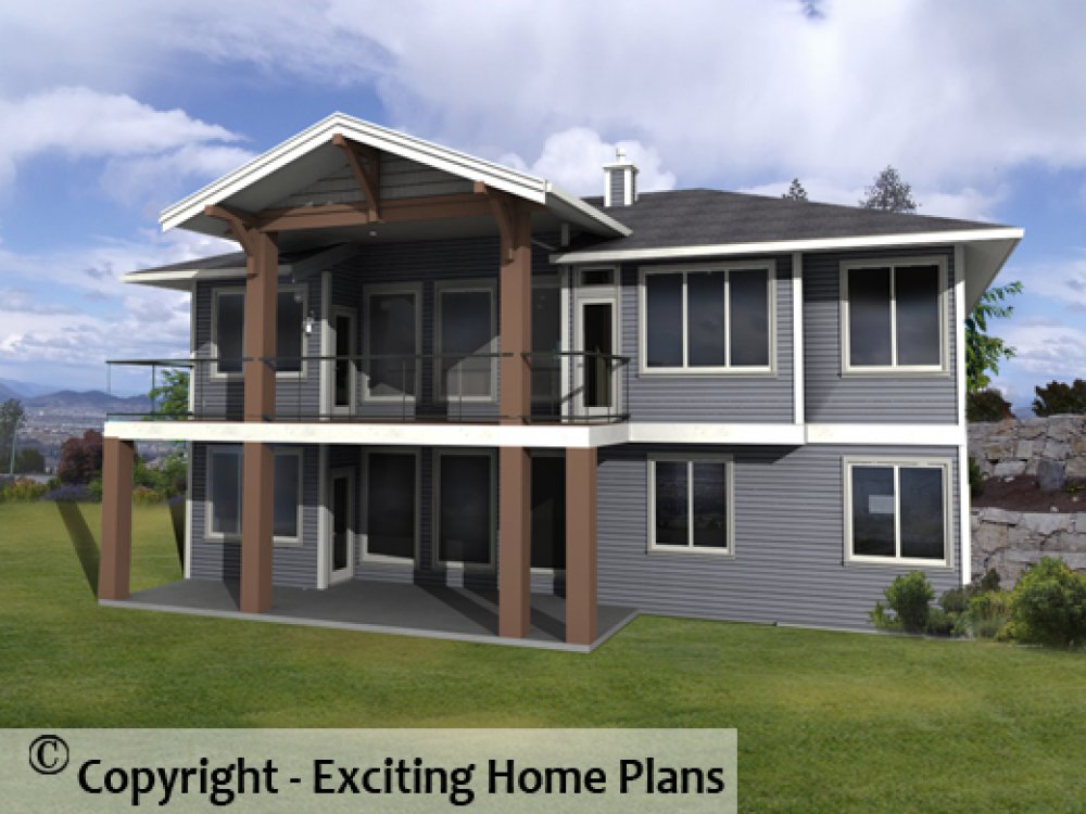 House Plan E1130-10 Rear 3D View