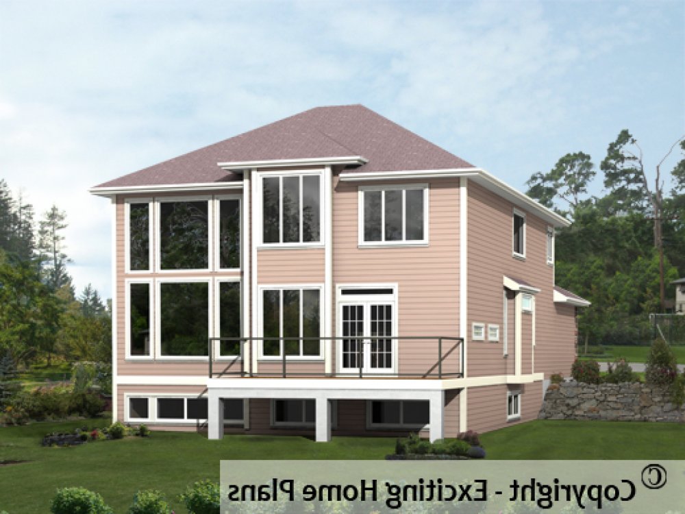 House Plan E1177-10 Rear 3D View REVERSE
