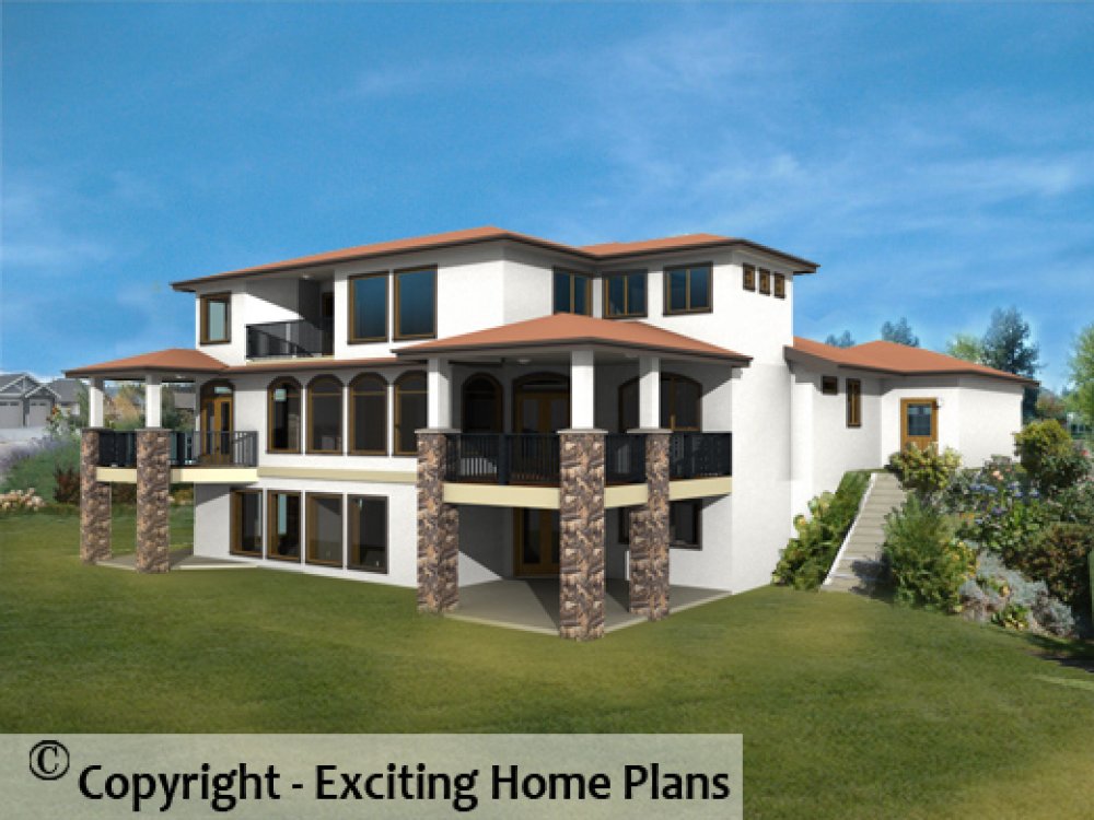 House Plan E1109-10 Rear 3D View