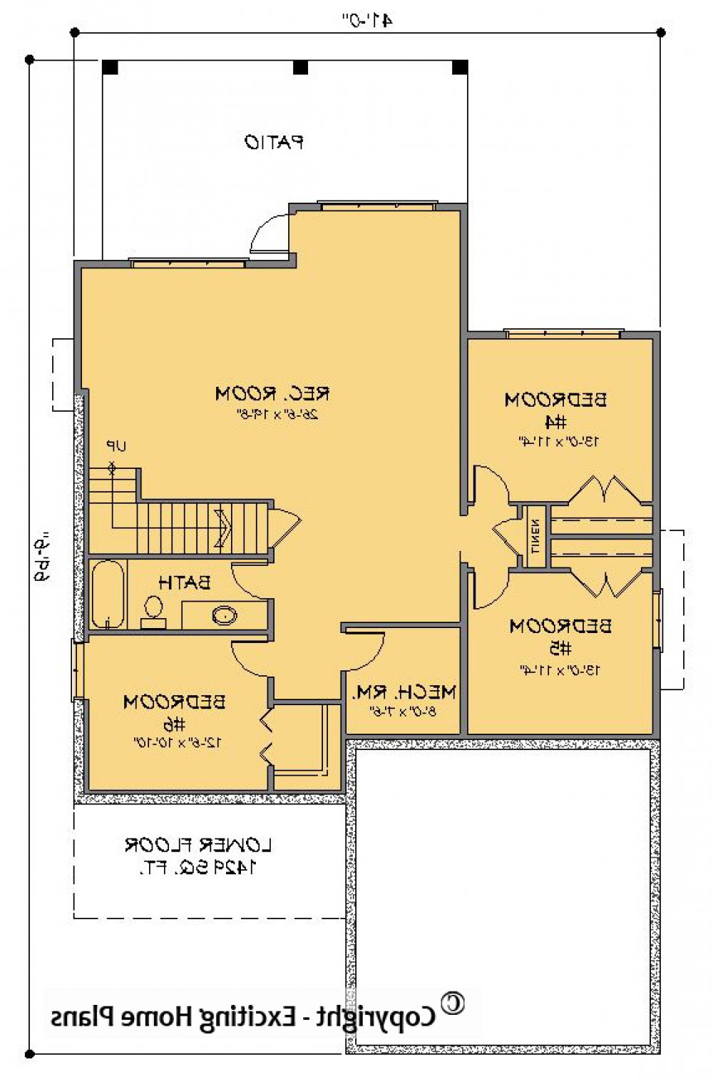 House Plan E1461-10 Lower Floor Plan REVERSE