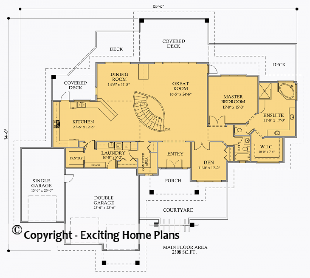 House Plan E1029-10 Main Floor Plan