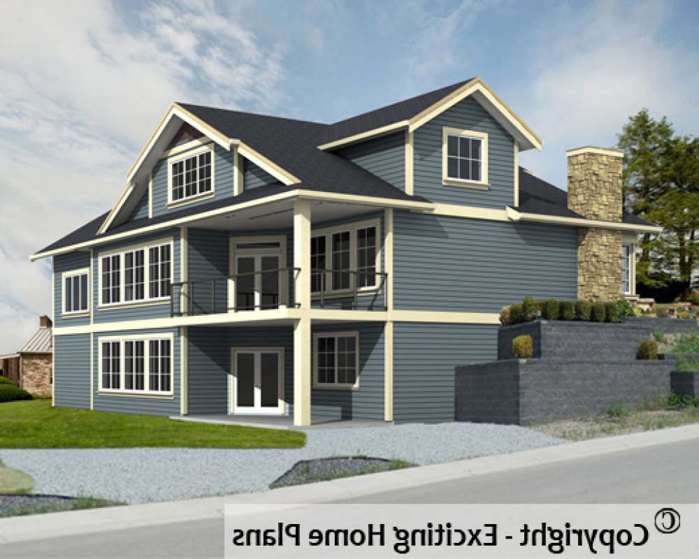 House Plan E1311-10 Rear 3D View REVERSE