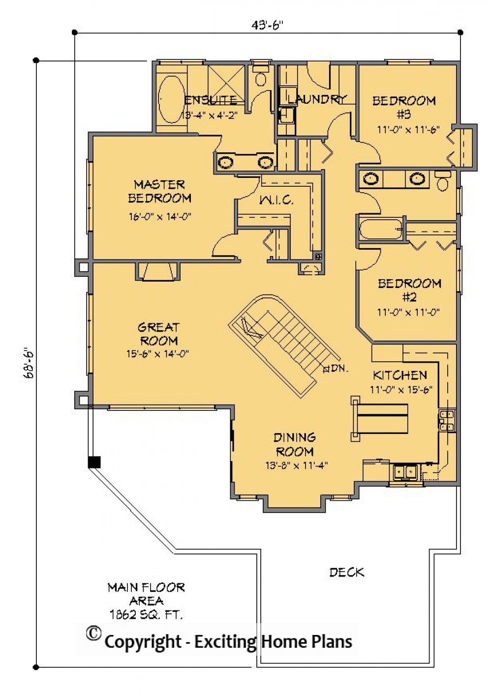 House Plan E1297-10 Main Floor Plan